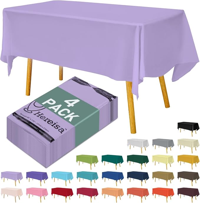Disposable Plastic Tablecloth 54x108 Inch Rectangle by Hereisa