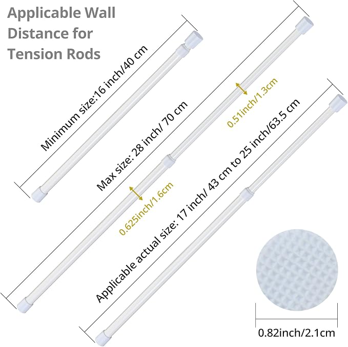 2 Pcs Small Tension Rod 16-28 inch Spring Rod, Tension Rod Spring Tension Rod - Image 3
