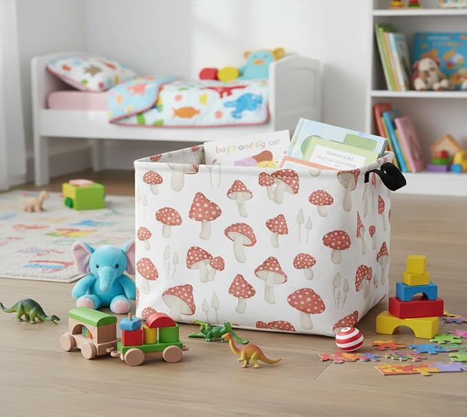 HIYAGON Rectangular Kids Basket Baby Girl Basket Fabric Storage Bin Organizer - Image 4