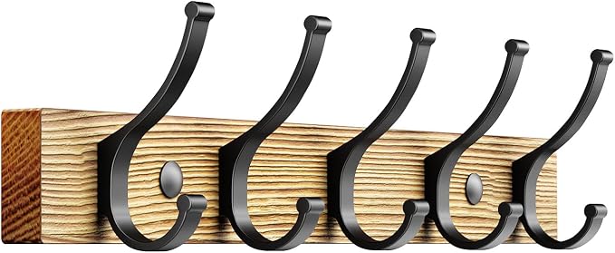 Coat Rack Wall Mount, 16.5 Inches Wood Coat Hooks Wall Mount, Wall Coat Rack by Optish