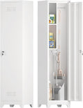 Storage Cabinets with Lock, Slim Broom Closet Storage Cabinet with Doors and by IRONFFICE