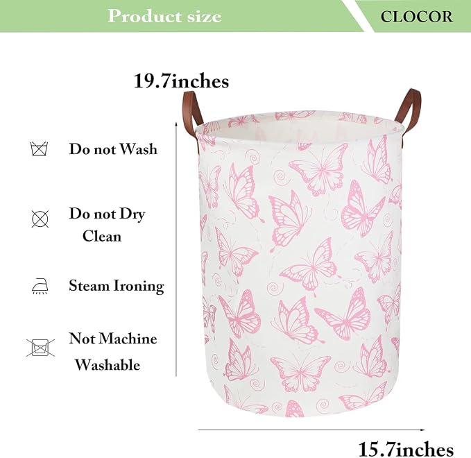 CLOCOR Pink Laundry Basket, Waterproof Nursery Hamper - Image 5