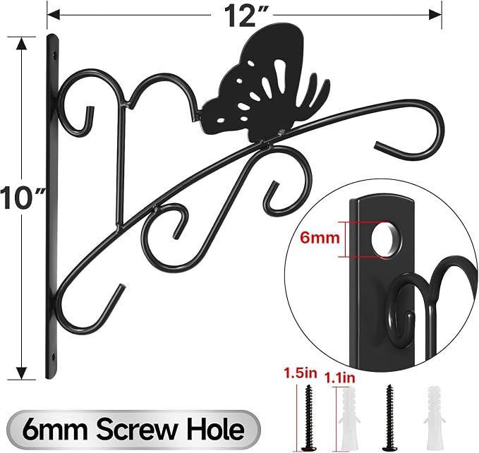 AMAGABELI GARDEN & HOME 4 Pack Hanging Plant Brackets Outdoor 11 inch Metal - Image 2