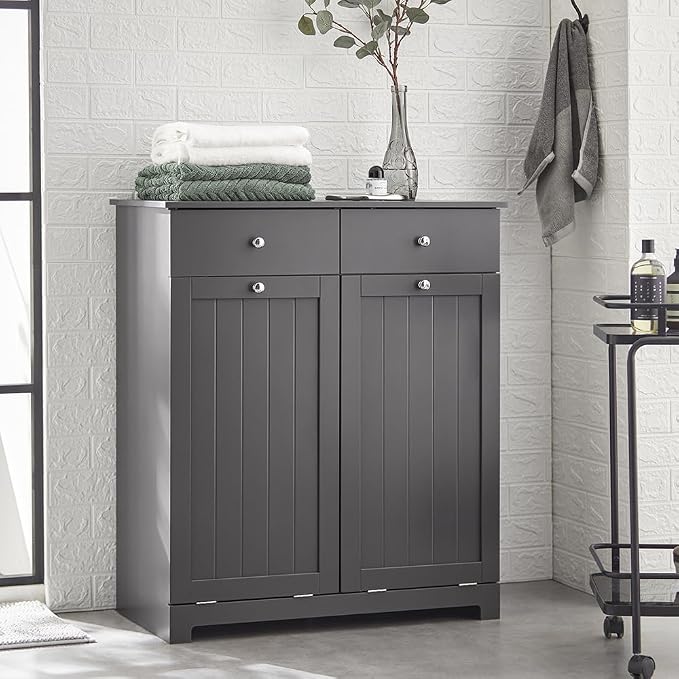Haotian Tilt-Out Bathroom Laundry Cabinet Hidden Hamper Organizer - Image 7