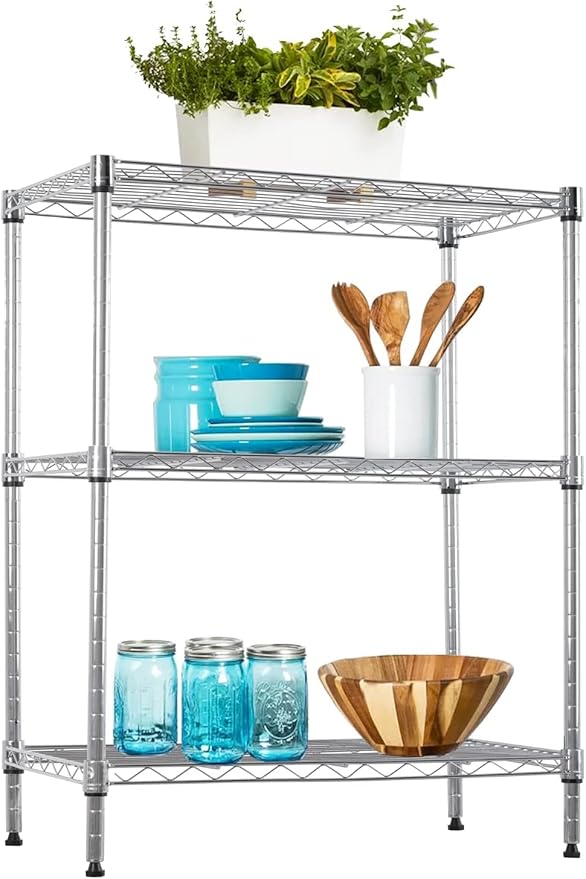 Meet perfect 3-Tier Metal Shelving Unit, 30.2" H x 13.2" W x 23" D Adjustable by Meet+perfect