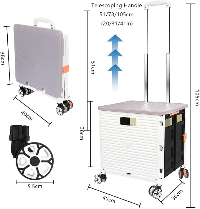 FELICON SELORSS Foldable Utility Cart Folding Portable Rolling Crate Handcart - Image 7