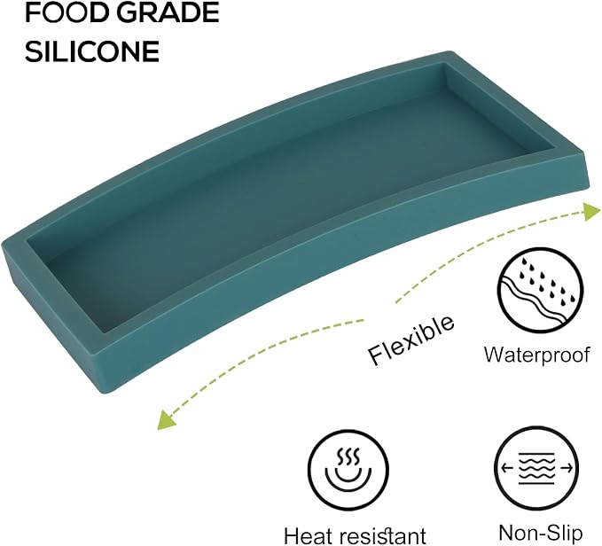 Small Silicone Bathroom Vanity Tray Rectangle Soap and Sponge Holder Kitchen - Image 3