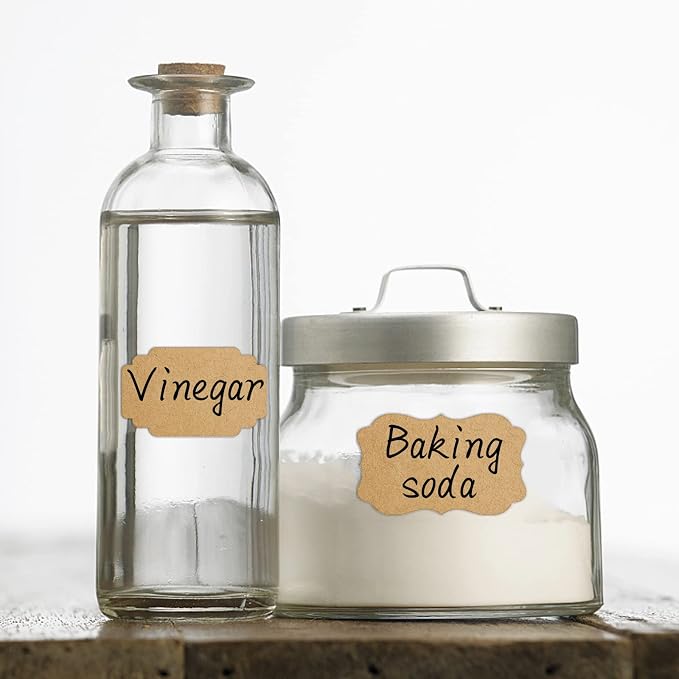 Kraft Label Stickers, Removable Gift Tag Stickers Self-Adhesive Handmade Jar - Image 2