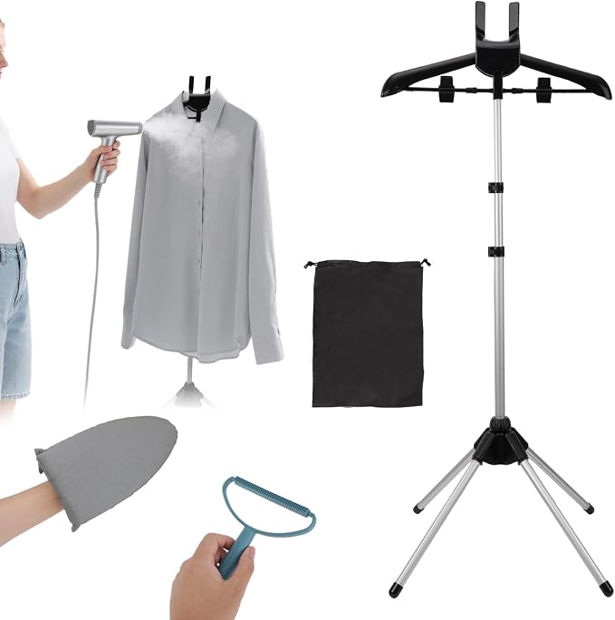 Garment Steamer Stand Kit, Height Adjustable Foldable Steaming Rack by lasuroa