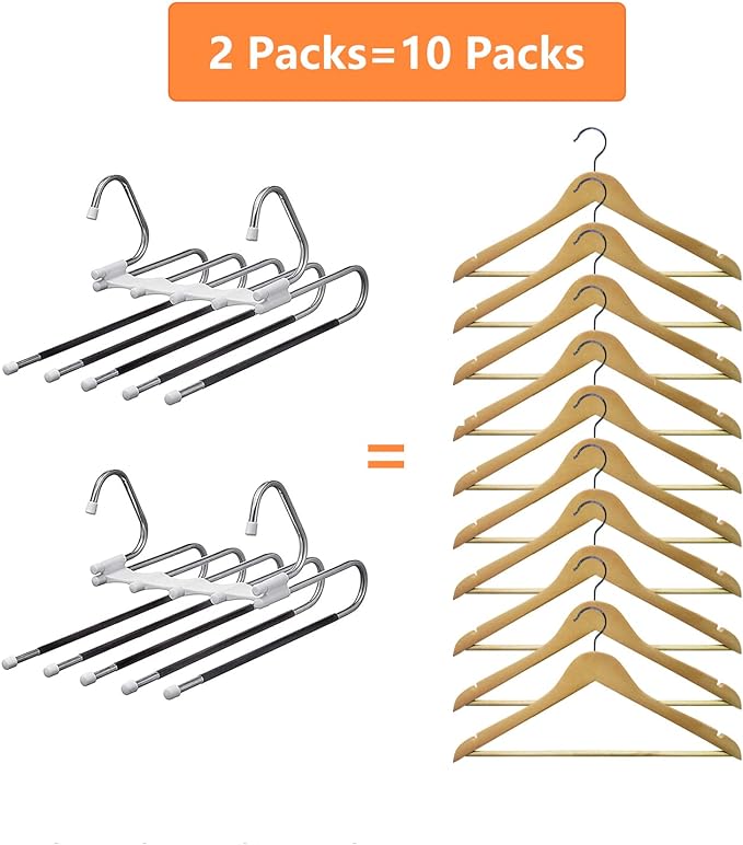 Kalimdor Pants Hangers 2 Pack Space Saving Metal Closet Organizer, Clothes - Image 6