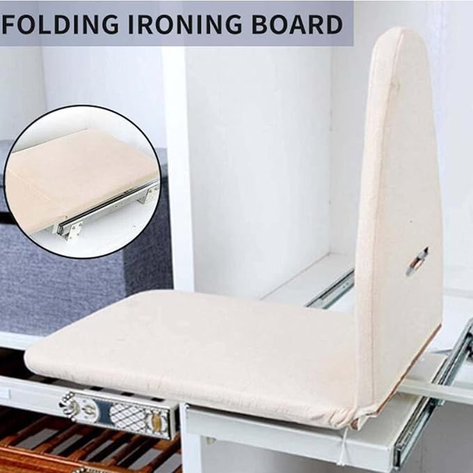 Ironing Board Wooden Folding Ironing Board Rotatable 180° Drawer Ironing - Image 5