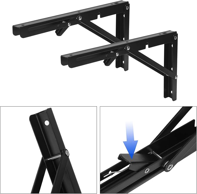8 Pack 12 Inch Black Folding Shelf Brackets - Image 3