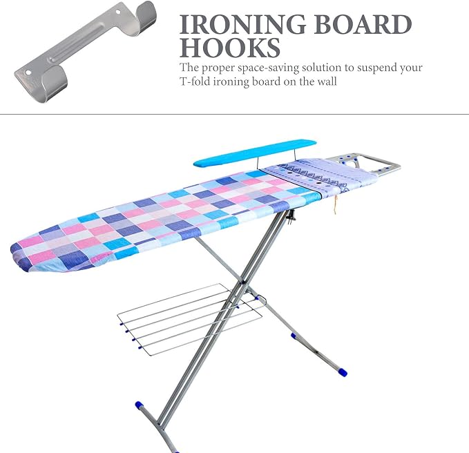 Happyyami Wall Mount Storage Hanger Double Hook Ironing Board Holder Metal - Image 5