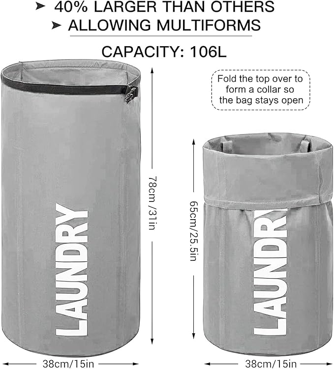 WOWLIVE Extra Large Foldable Laundry Bag Laundry Basket Collapsible Laundry - Image 2