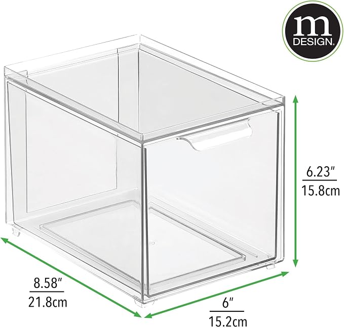 mDesign Plastic Closet Organizer Bin w/Pull Out Drawer - Image 2