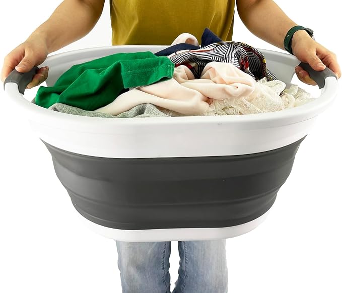 SAMMART Collapsible Plastic Oval Laundry Basket - Image 6
