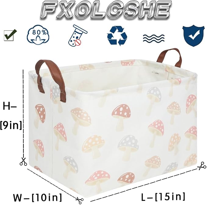 Rectangular Baby Laundry Basket, Mushroom Basket, Collapsible Waterproof Kids - Image 7