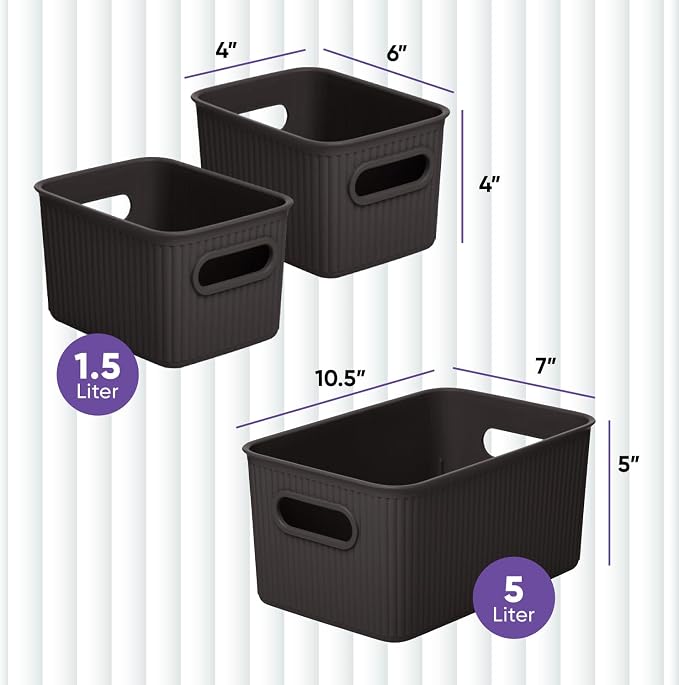 Superio Decorative Plastic Basket Open Home Storage Bins Organizer, 2 Small - Image 2