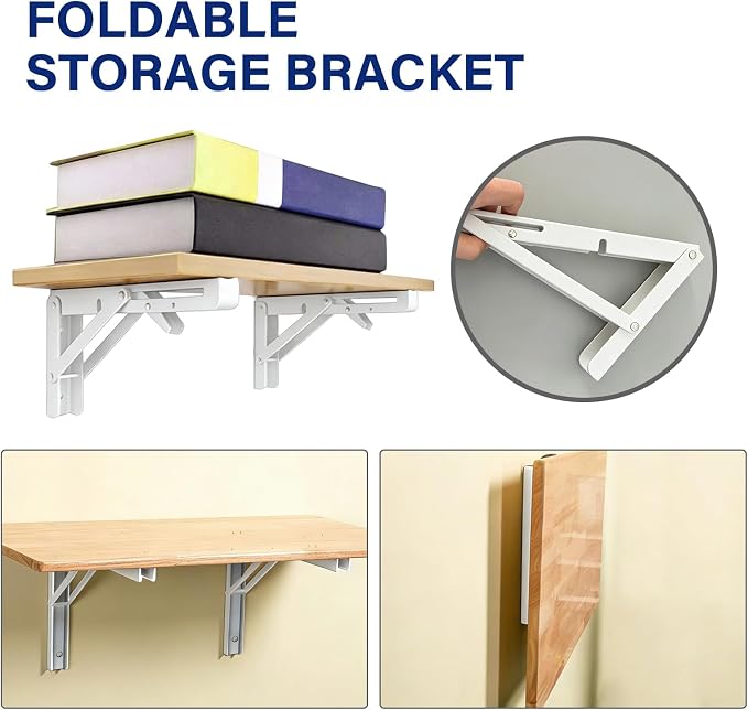 10 Inch Folding Shelf Brackets 4 Pcs, Heavy Duty Collapsible Shelf Brackets - Image 6