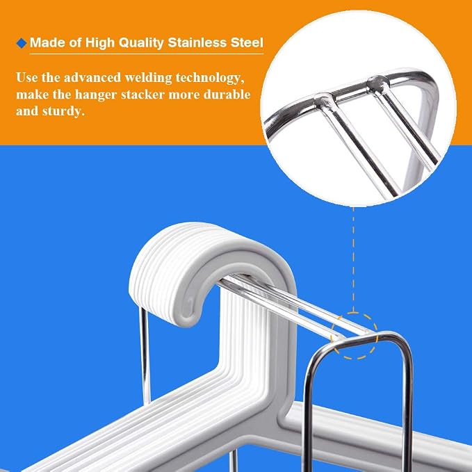 Hanger Stacker Clothes Hanger Organizer Rack Sturdy Stainless Steel Clothes - Image 2