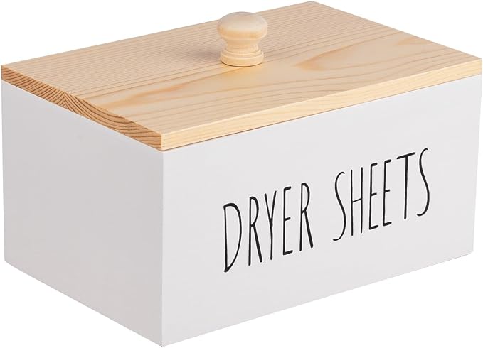 zoocatia Laundry Room Decor Dryer Sheet Container Wood Detergent Dispenser by zoocatia