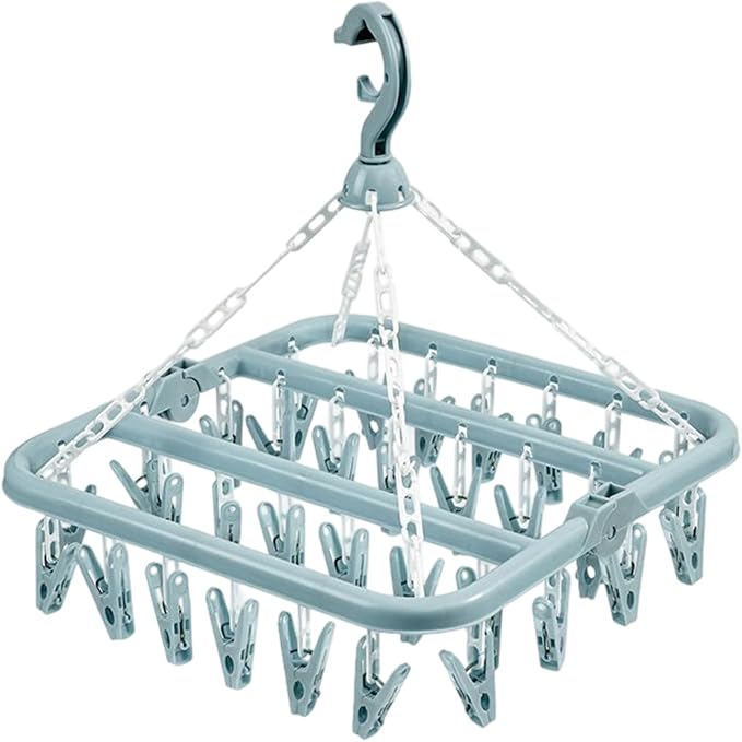 High-Capacity 32 Hook Garment Rack | Compact Foldable Design | Windproof by Unknown