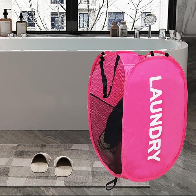 Larpur Pop Up Laundry Baskets, 2 Pack Mesh Laundry Hampers - Image 8