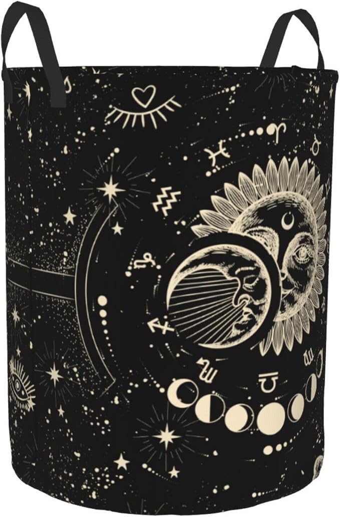 Sun Moon Laundry Basket Storage Bin Foldable Laundry Hamper Clothes Storage - Image 2