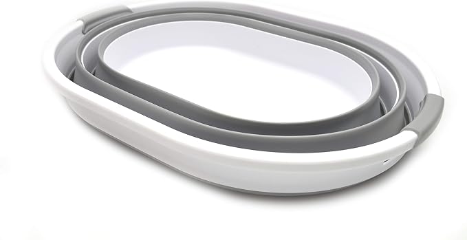 SAMMART 34L Collapsible Plastic Laundry Basket-Oval Tub/Basket-Foldable Storage - Image 3