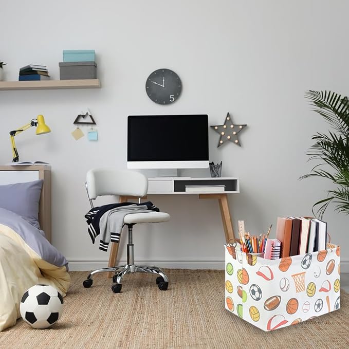 Rectangular Ball basket, Kids Storage Bins, Foldable and waterproof canvas kids - Image 5
