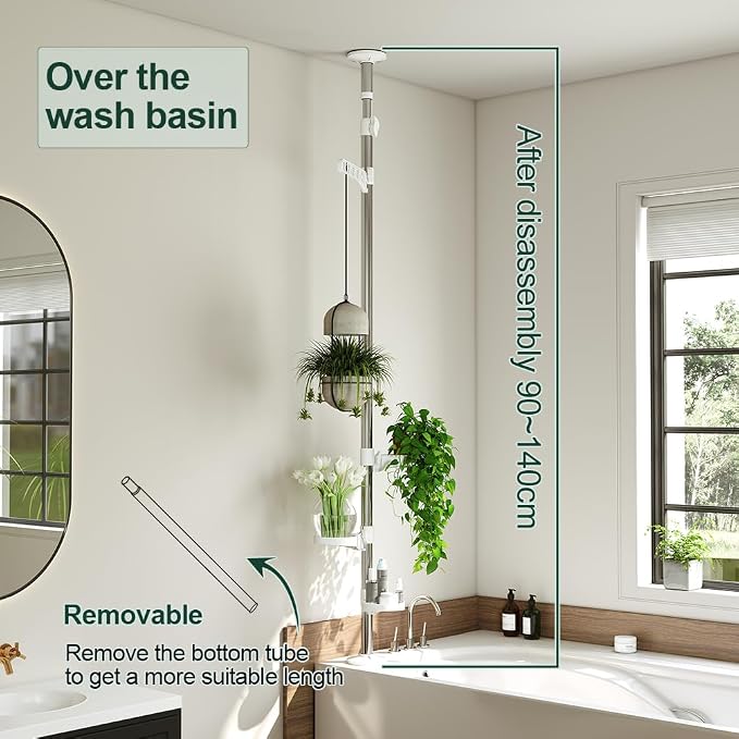 Hershii 4-Tier Indoor Plant Stand Tension Pole Corner Standing Shelf Adjustable - Image 3