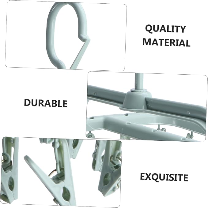 Children's Laundry Clips Rack Plastic Hangers 32 Clips Socks Underwear Drying - Image 9