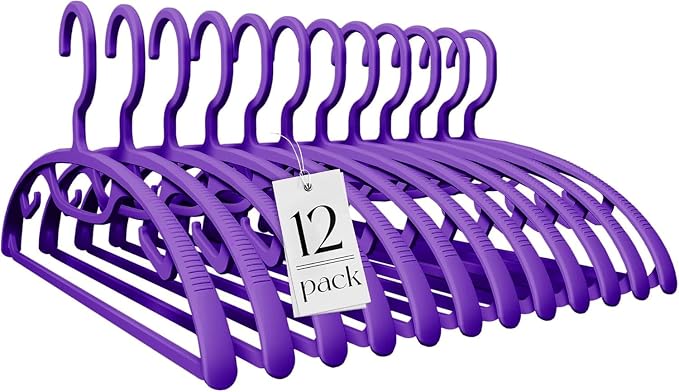 HOUSE DAY Plastic Clothes Hangers 12 Pack, Sweater Hangers No Shoulder Bump by HOUSEDAY