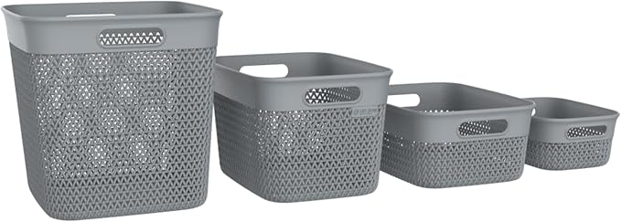 Life Story Large Storage Basket, Decorative Plastic Home Organizer, Lightweight - Image 7