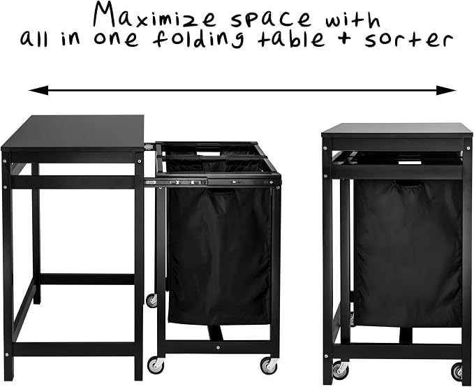 Honey-Can-Do Double Sorter Folding Table SRT-03571 Black 19 by 32-Inch - Image 11
