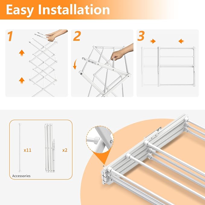 3 Tier Clothes Drying Rack, Foldable Drying Rack Clothing, Indoor & Outdoor - Image 5