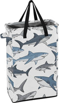 Sharks Gray Blue White 48L Collapsible Laundry Basket Durable Fabric by ODAWA