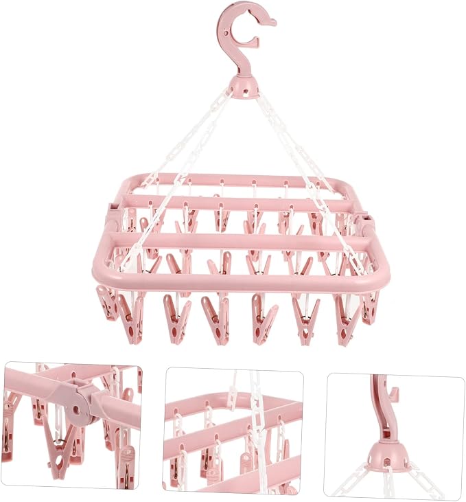 Foldable Drying Rack with Clips Space-Saving Laundry Hanger - Image 4