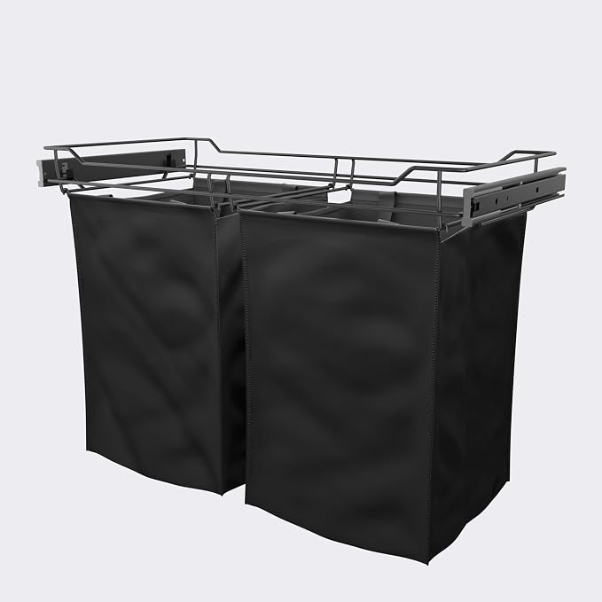 Classic 30" Full Extension Pullout Laundry Hamper in Matt Black by CustomClosets