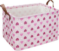 Rectangular Pink Heart Gift Basket Empty, Fabric Storage Basket by NTAOHAMPER