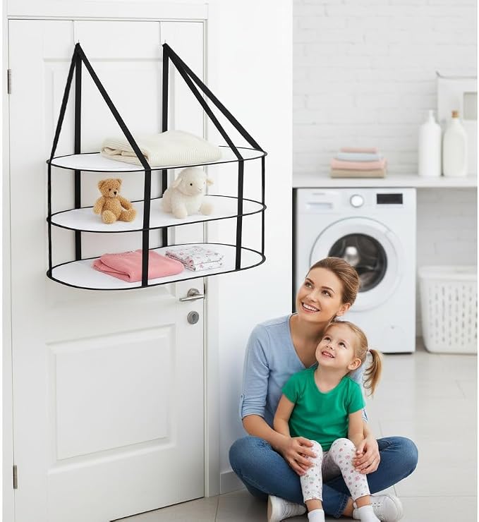 CINPIUK 3-Tier Sweater Drying Rack Over The Door, Foldable Mesh Hanging Dryer - Image 6