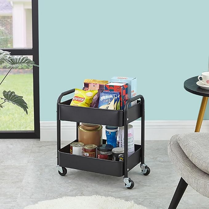 Melody House 2 Tier All-Metal Rolling Storage Cart - Image 2
