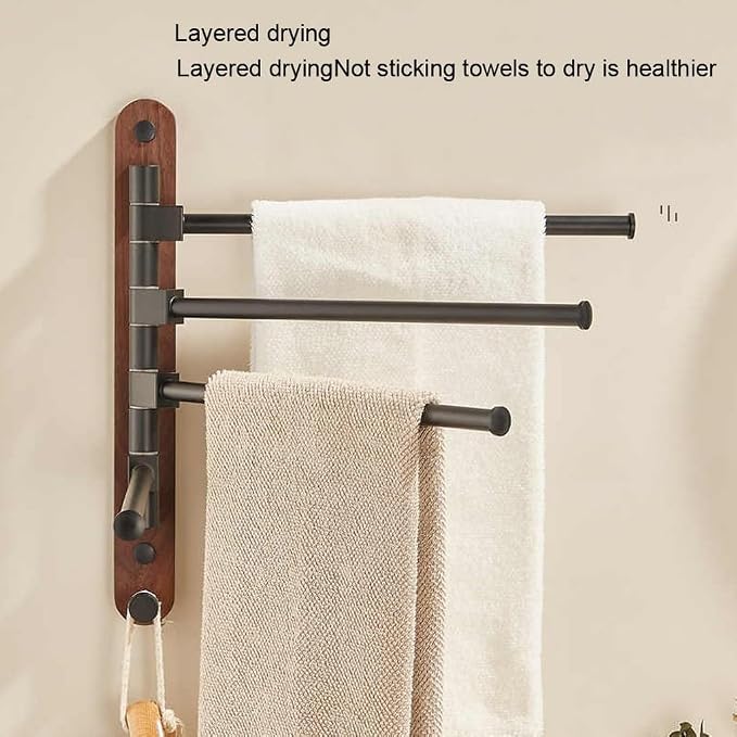 Walnut Wood Swivel Towel Rack Bar - Image 2
