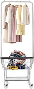 Laundry Cart with Hanging Rack 4-Bushel Rolling Laundry Hamper Basket Cart by Unknown
