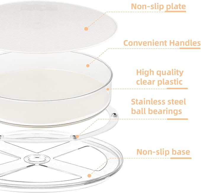 2 Pack Lazy Susan Organizer for Cabinet：Lazy Susan Turntable - Image 2