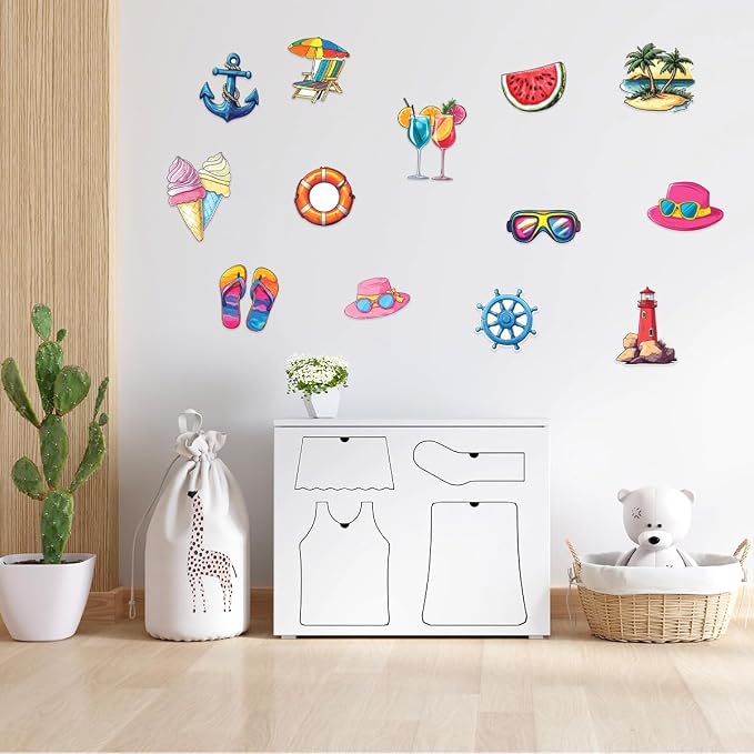 Tropical Summer Beach Vacation Stickers Pack 24Pcs Vinyl Waterproof - Image 6