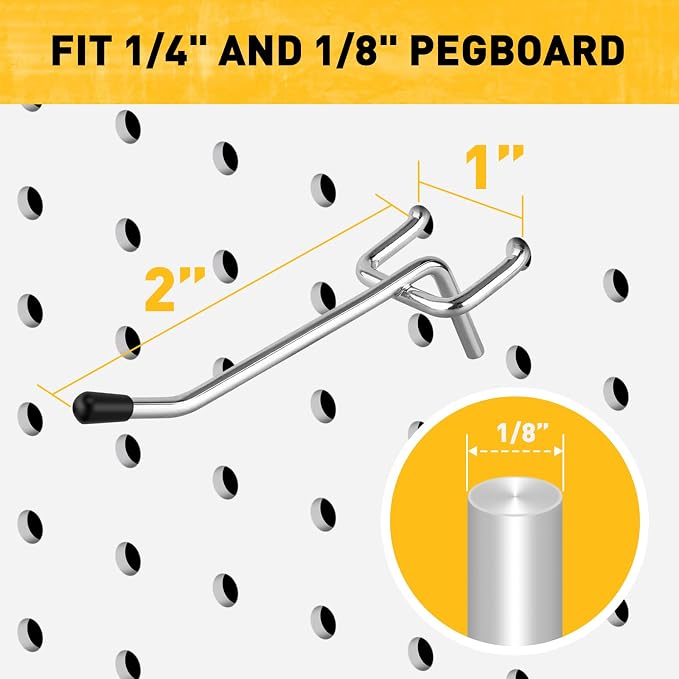 ELEAD 105-Piece 2 Inch Pegboard Hooks, Heavy Duty Peg Board Organizer - Image 3