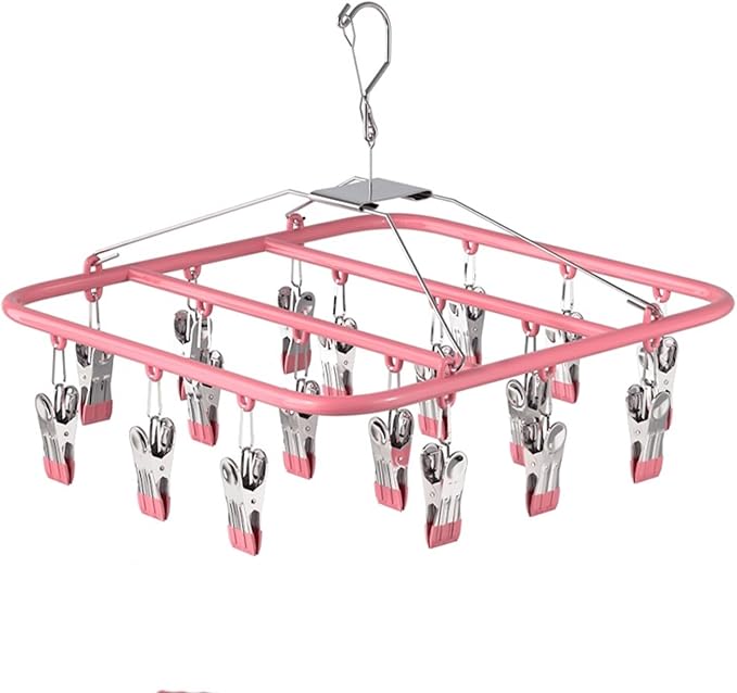 Aluminum Drying Rack with 18 Clips, Windproof Hook, Drip Drying Hanger by Unknown
