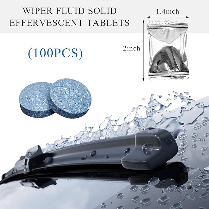 100 PCS Car Windshield Washer Tablets, Auto Glass Wiper Solid Cleaning - Image 2