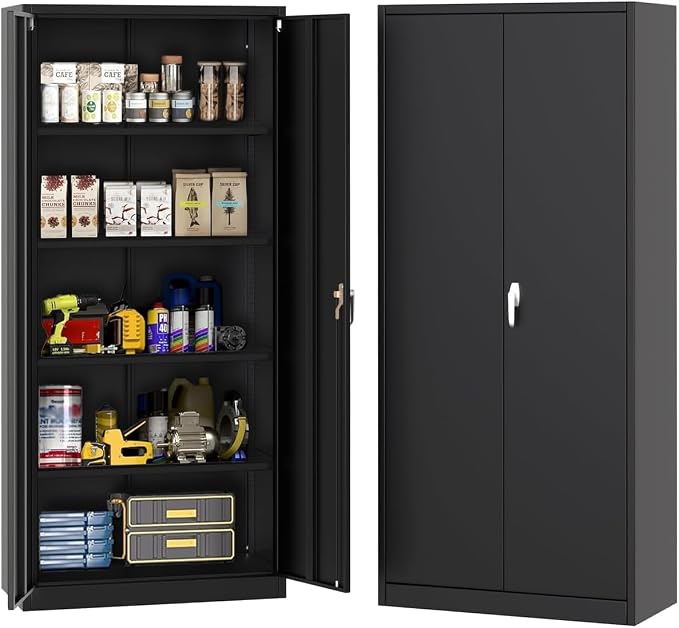 71 Inch Tall Metal Storage Cabinet by Unknown